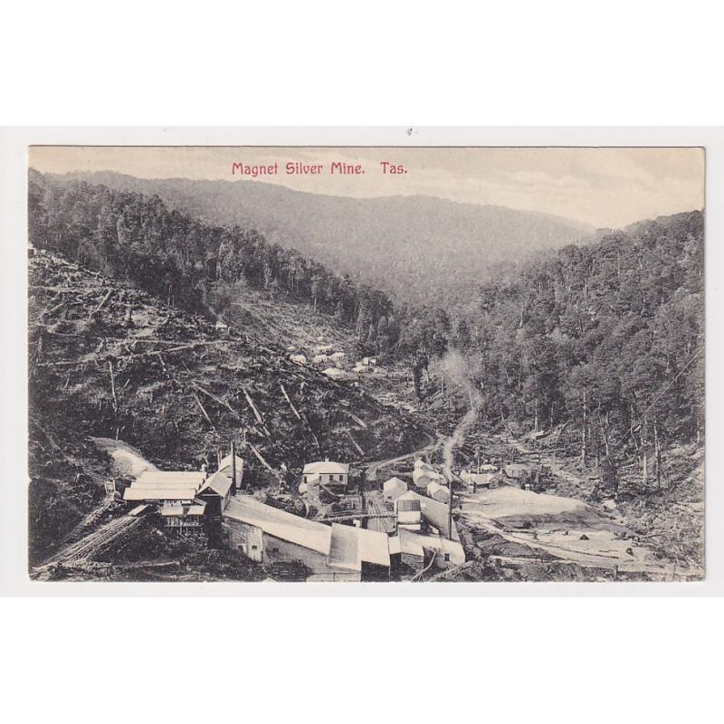 (RC1006) TASMANIA · 1906: postally used card by Spurling & Son w/view of the MAGNET SILVER MINE · excellent to fine condition