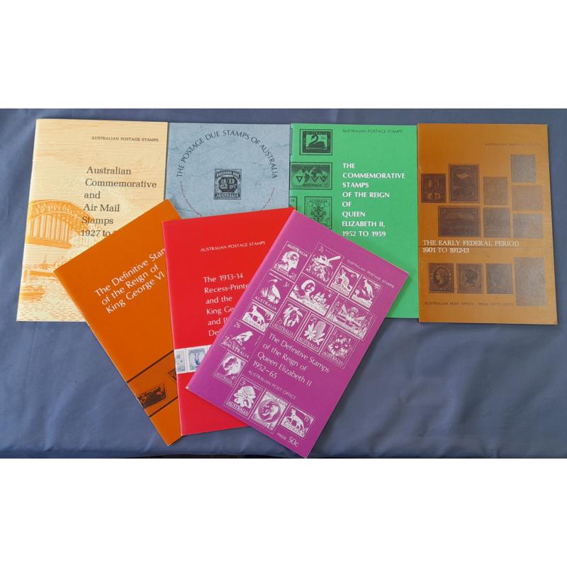 (RF1000B) AUSTRALIA · 1970s: 7 informative publications by the APO including THE EARLY FEDERAL PERIOD 1901 TO 1912/13 all in very nice condition · still useful after all these years! (7)