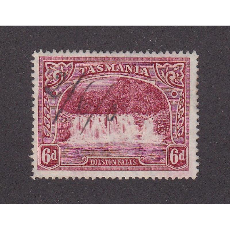 (RF1005) TASMANIA · 1900: fiscally used 6d Pictorial SG 236 dated  "2/6/0" · only  valid for this use until 30/11/00 · excellent condition and not often seen with this usage!