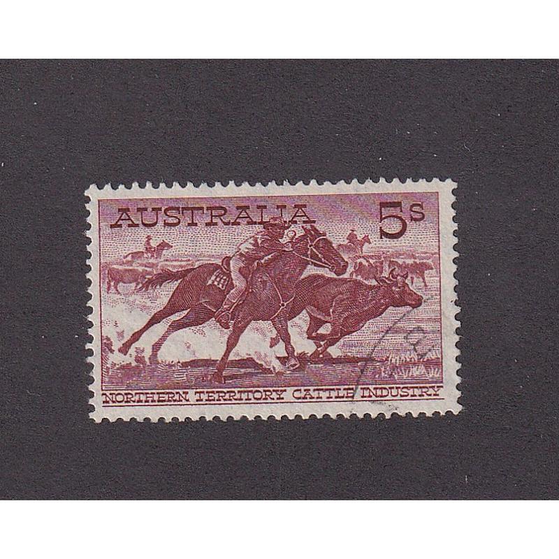 (RF1012) AUSTRALIA · 1964: VFU 5/- Stockman on white paper SG 327a · $5 STARTER!!