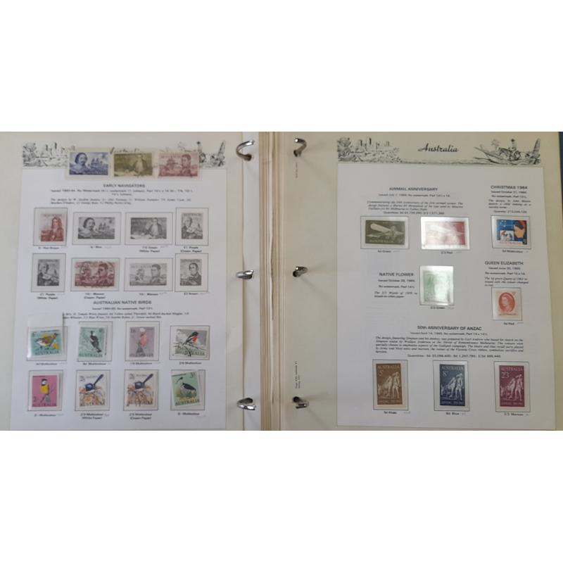 (RF1015A) AUSTRALIA · 1920s/80s: 2 binders housing used/mint sets and oddments from the period (no Roos or KGV defins) · occasional useful item; also some decimal "postage" ..... worth a punt at the starter (5 sample images)