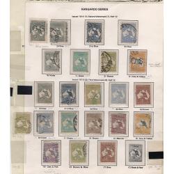 (RF1511L) AUSTRALIA · 1913/45: mainly used Roos to 5/- (4) on Seven Seas pages in a mixed condition · includes officials · occasional modest picking · 70 stamps (4 images)