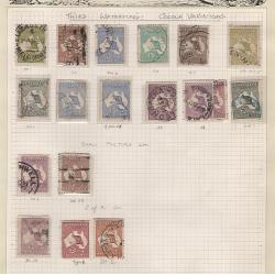 (RF1511L) AUSTRALIA · 1913/45: mainly used Roos to 5/- (4) on Seven Seas pages in a mixed condition · includes officials · occasional modest picking · 70 stamps (4 images)