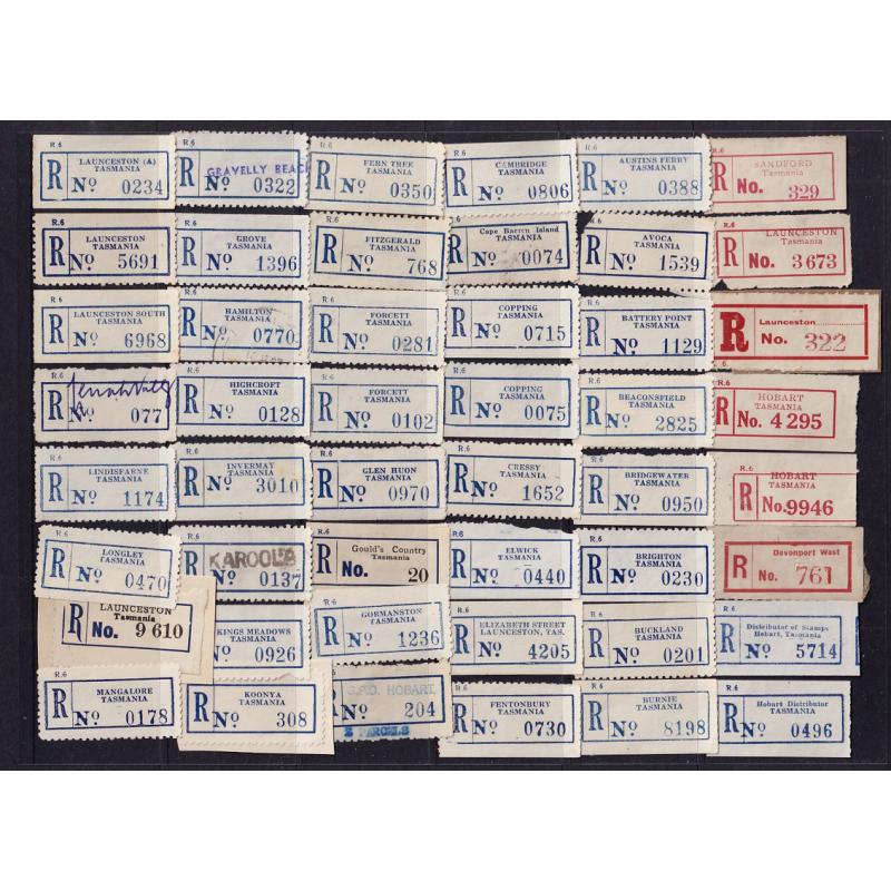 (RR1006L) TASMANIA · approx. 125 REGISTRATION LABELS including red, blue/black and provisional types · mainly in excellent to fine condition (3 images)