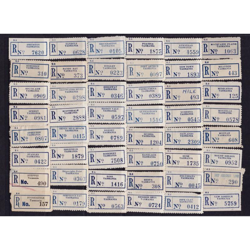 (RR1006L) TASMANIA · approx. 125 REGISTRATION LABELS including red, blue/black and provisional types · mainly in excellent to fine condition (3 images)