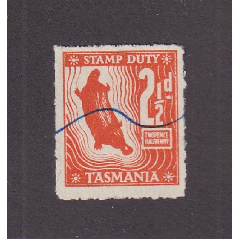 (RR1510) TASMANIA · 1955: used 2½d reddish orange Platypus S/Duty Craig 7.175 in excellent condition · Elsmore online c.v. AU$120