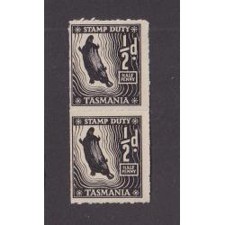 (RR1512) TASMANIA · 1955: MNH vertical pair of ½d black Platypus S/Duty Craig 7.171 in fine condition · total Elsmore online c.v. AU$48 (2 images)