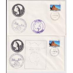 (SS1193) AUSTRALIA · 1984/85: "set" of 4 covers mailed from AAT bases on the f.d.i. of the 30c Mt Coates issues · ship and base cachets · nice clean condition (2 images)