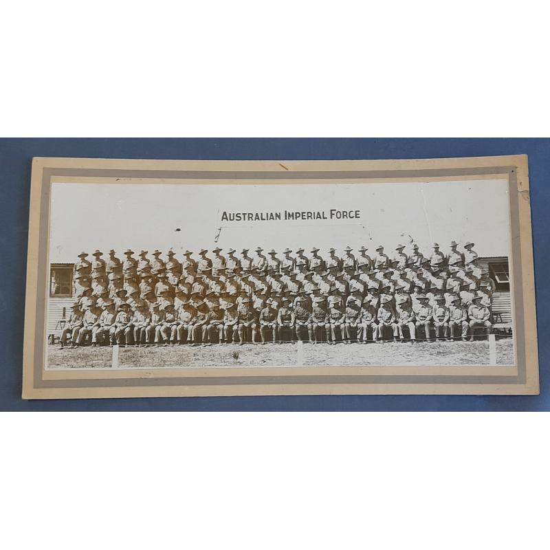 (SS1224L) AUSTRALIA · c.1914: large mounted photo (315x130mm) with portrait titled AUSTRALIAN IMPERIAL FORCE · any imperfections are quite minor ... please view largest image