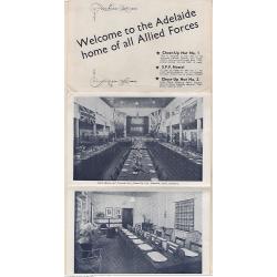 (SS15138) SOUTH AUSTRALIA · 1940s: folded 5 panel brochure advertising the delights of the SPF Hostel and Cheep-Up Huts No.1 & 2 at Adelaide · includes 6 photos of the facilities available to servicemen · excellent condition (2 sample images)