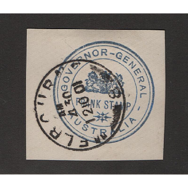 (SS15157) AUSTRALIA · 1901: a full clear impression of the GOVERNOR GENERAL AUSTRALIA Frank Stamp on a neat clean piece 'cancelled' at Melbourne