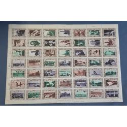 (SS15169L) AUSTRALIA · 1938: complete sheet of 49x AUSTRALIA'S 150th ANNIVERSARY poster stamps printed by Bloxham & Chambers P/L · any imperfections are very minor · fresh gum (2 images)