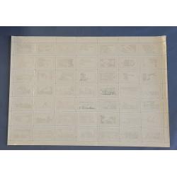 (SS15169L) AUSTRALIA · 1938: complete sheet of 49x AUSTRALIA'S 150th ANNIVERSARY poster stamps printed by Bloxham & Chambers P/L · any imperfections are very minor · fresh gum (2 images)