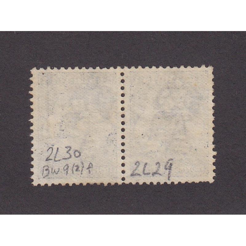 (ST1071) AUSTRALIA · 1913: used pair of 2½d indigo Roos (1st Wmk) the RH unit showing variety ISLANDS SOUTH OF WA BW 9(2)g · LH unit has missing perf o/wise overall condition is excellent · c.v. for variety AU$120 (2 images)