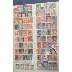 (ST1100A) FRENCH COLONIES · s/book housing an accumulation of approx.800 M/U stamps from various colonies such as NIGER, INDO-CHINA, SOMALIA, NEW HEBRIDES, MARTINIQUE, etc. · very little if any duplication · see full description (12 images)