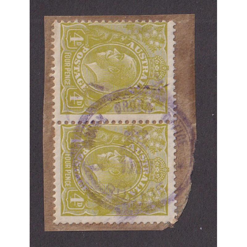 (ST1115) TASMANIA ·  1931: a light but nearly complete, obvious strike of the MONEY ORDER OFFICE · BURNIE Type R2a cds on piece · postmark is rated 3R