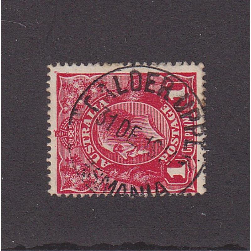 (ST1116) TASMANIA ·  1914: a very collectable example of the CALDER UPPER Type 2a cds on a 1d red KGV defin · postmark is rated 2R