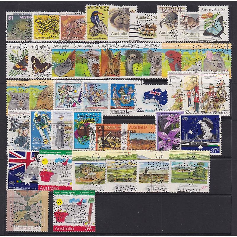 (ST1118L) NEW SOUTH WALES ·  4 Hagners housing a duplicated assembly of 200++ G/NSW official perfins · unchecked and not all 'letter rate' issues · interesting clean "study lot" (4 images)