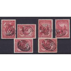 (ST1137L) TASMANIA ·  1900: 42 different Barred Numeral cancels on 1d Pictorials selected for their clarity and degree of completeness · from '1' through to '187' · some 'rated' included (2 images)