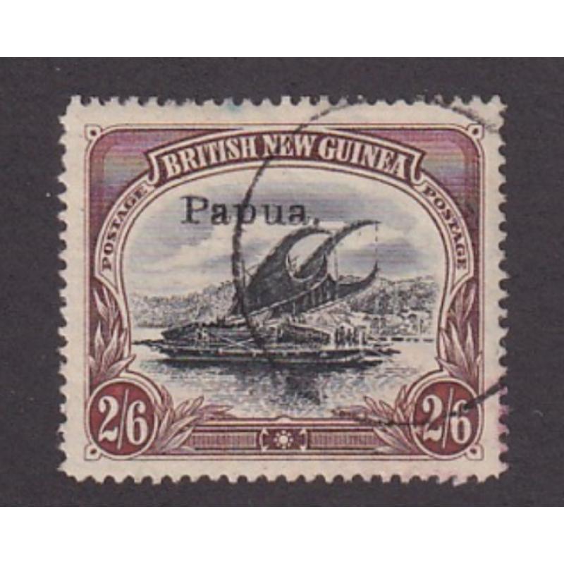 (ST1141) PAPUA · 1907: finely used 2/6d black & brown "small Papua" optd BNG Lakatoi (horiz. wmk) SG 37 · a couple of minor creases which are barely visible from the front · c.v. £80 (2 images)