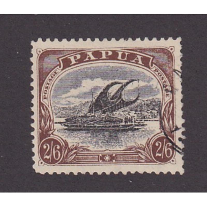 (ST1142) PAPUA · 1909: FU 2/6d black & chocolate 'Large Papua" Lakatoi (s/ways Crown/A wmk · perf.11) SG 48 · a few 'nibbled' perfs on right side o/wise in excellent condition · c.v. £100