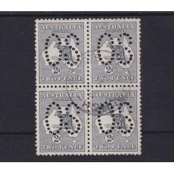 (ST1149) AUSTRALIA · 1913: nicely used block of 4x 2d grey Roo (1st Wmk) perf large OS BW 5Abb in excellent condition · total c.v. AU$100 (2 images)