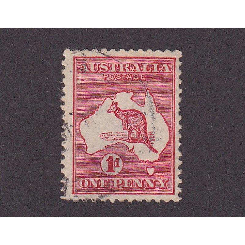 (ST1153) AUSTRALIA · 1914: used Die IIA 1d red Roo with variety WHITE FLAW BELOW FIRST "A" OF AUSTRALIA (pos.L/36) BW 4(K)d ·  pencilled annotation on verso o/wise in excellent condition · c.v. AU$90