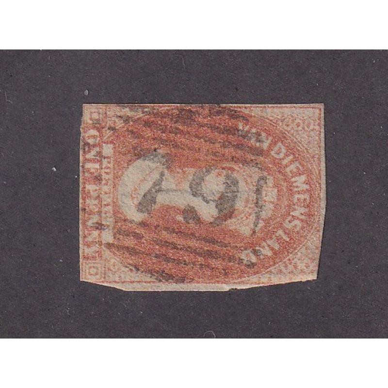 (ST1172) TASMANIA · a clear central strike of BN79 used at SHIPWRIGHTS POINT on an imperf 1d QV Chalon · postmark is rated RR