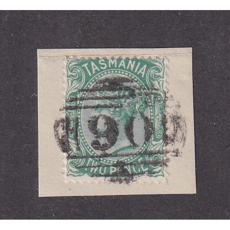 (ST1174) TASMANIA · a clear strike of BN90 ties a 2d QV S/face to piece · used at TINDERBOX BAY and then possibly at EAGLEHAWK NECK · postmark is rated RRR