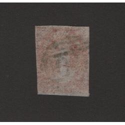 (ST1503) TASMANIA ·  1856: used 3 margin imperf 1d deep red-brown QV Chalon printed on unwatermarked Pelure paper SG 24 · excellent condition front/reverse · c.v. £800 (2 images)