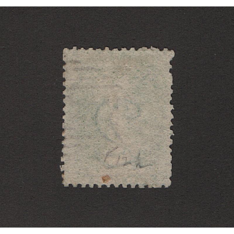 (ST1510) TASMANIA · 1864/68: nicely used 2d yellow-green QV Chalon perf.12½ SG 83 · small "spot" which may be a natural paper inclusion o/wise in excellent condition · c.v. £170 (2 images)