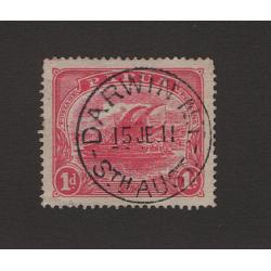 (ST1515) AUSTRALIA · 1911: 1d rose-pink Lakatoi SG 85 with a full clear strike of the DARWIN N.T. STH AUST datestamp · fine condition