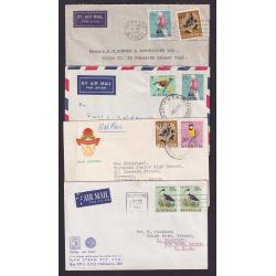 (ST1584) AUSTRALIA · 1966/72: 7 small covers with single or combination frankings comprised mostly of Bird decimal defins · most items to North American addresses · excellent to fine condition throughout (2 images)