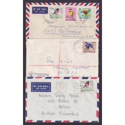 (ST1584) AUSTRALIA · 1966/72: 7 small covers with single or combination frankings comprised mostly of Bird decimal defins · most items to North American addresses · excellent to fine condition throughout (2 images)