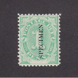 (SZ1541) AUSTRALIA · 1902: fresh MLH 1d emerald-green P/Due (inverted wmk) optd SPECIMEN SG D2s in fine condition front/back (2 images)