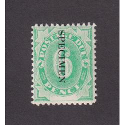 (SZ1542) AUSTRALIA · 1902: mint 6d emerald-green P/Due (inverted wmk) optd SPECIMEN SG D6ws · hinge remnant · fine appearance (2 images)