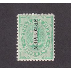 (SZ1543) AUSTRALIA · 1902: fresh mint 1/- emerald-green P/Due optd SPECIMEN (perf. 1½,12) SG D19s · nice appearance (2 images)