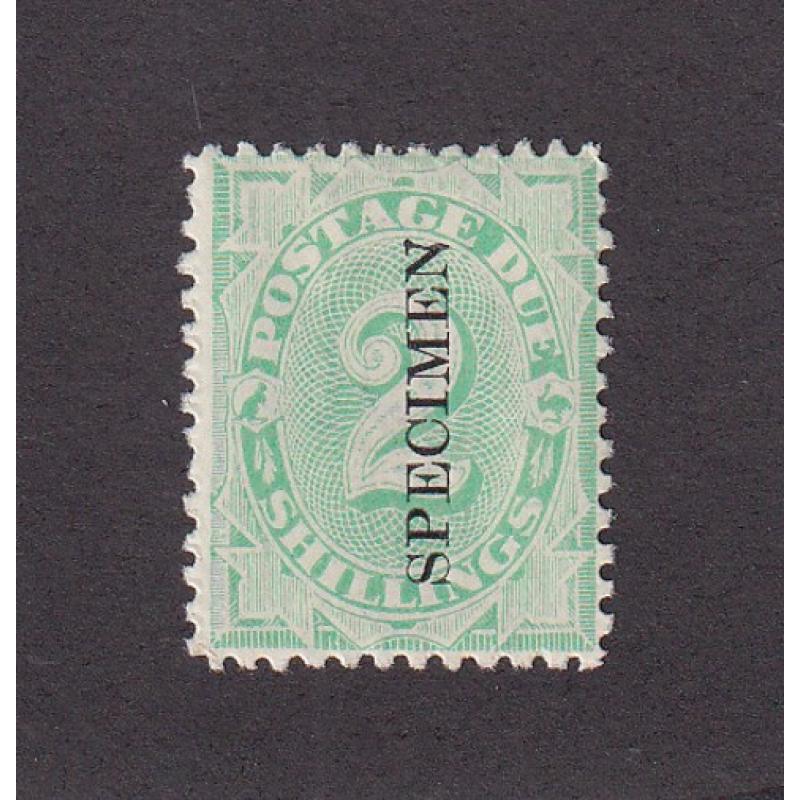 (SZ1544) AUSTRALIA · 1902: fresh mint 2/- emerald-green P/Due optd SPECIMEN (perf. 1½,12) SG D20s · fine appearance (2 images)