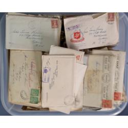 (TY1271B) AUSTRALIA · 1930s/40s: plastic tub of covers and ephemera from the period in a mixed condition · some censored mail with contents mainly from the same serviceman · a couple of 100 items at least (3 sample images)