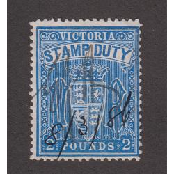 (VV1167) VICTORIA · 1881: pen-cancelled £2 blue S/Duty perf.12½ Craig 3.96 in excellent condition (2 images)