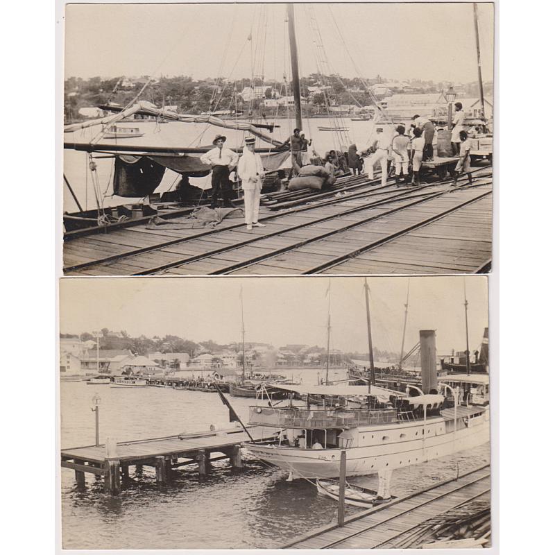 (VV1175) FIJI · c.1910: 2 unused undivided back real photo cards w/views of the wharves at SUVA · small annotation on verso · F to VF condition (2)