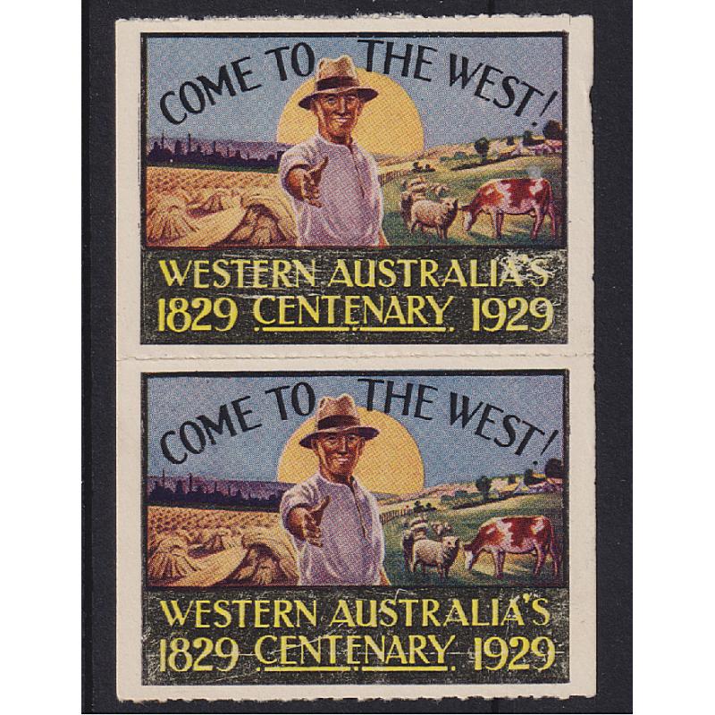 (VV1229) WESTERN AUSTRALIA · pair of WESTERN AUSTRALIA'S CENTENARY "COME TO THE WEST" poster stamps in nice condition with full clean gum (2)