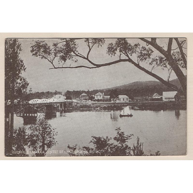 (WS15060) TASMANIA · c.1908: unused card w/view of HUONVILLE TASMANIA, CENTRE OF APPLE GROWING DISTRICT · card probably of British origin · excellent to fine condition