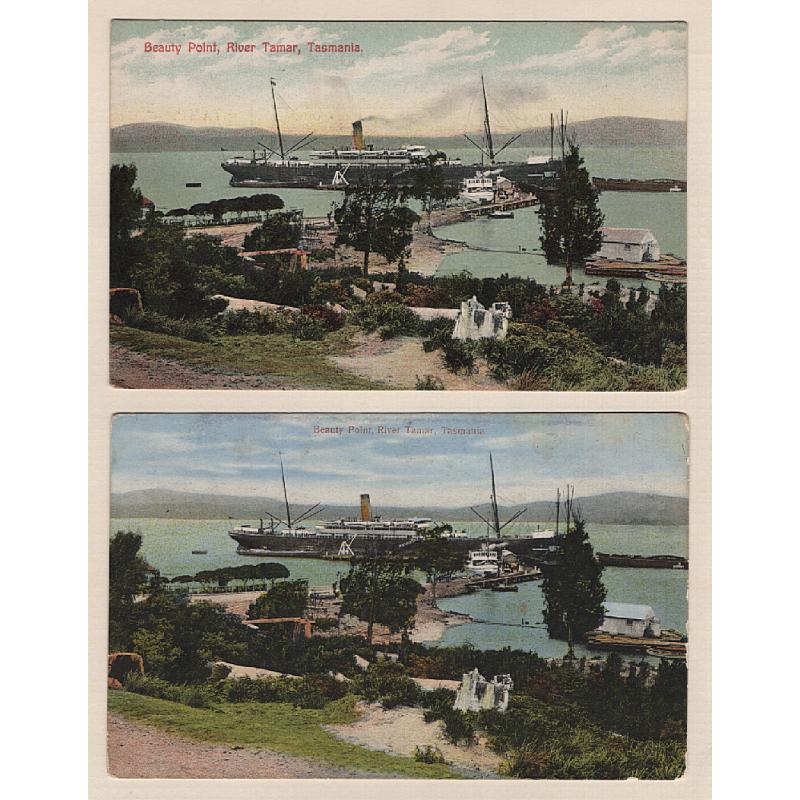 (WW15188) TASMANIA  · c.1910: unused cards by Spurling & Son w/view of BEAUTY POINT · cards are different but use same original photo · both cards are numbered '492' · one card has a light stain on verso o/wise condition is excellent (2)