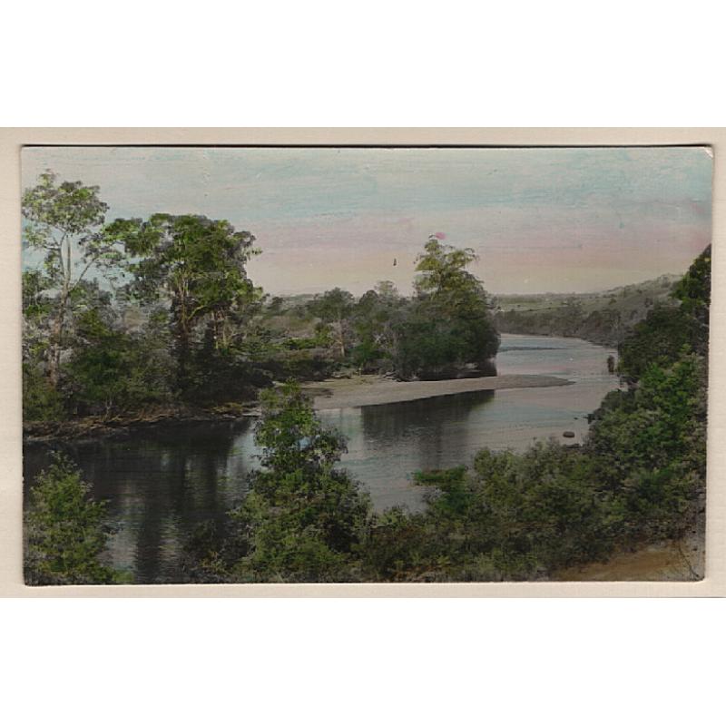 (WW15195) TASMANIA · 1920s: unused real photo card by Beattie Studios with an expertly colour tinted view of the SWAN RIVER on the East Coast · fine condition