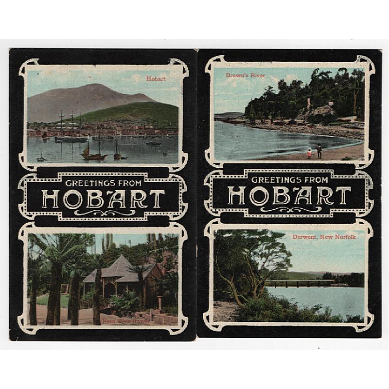 (WW15229) TASMANIA  · c.1910: 2 unused GREETINGS FROM HOBART cards by Valentine each with 2 local views · both in  excellent condition (2)