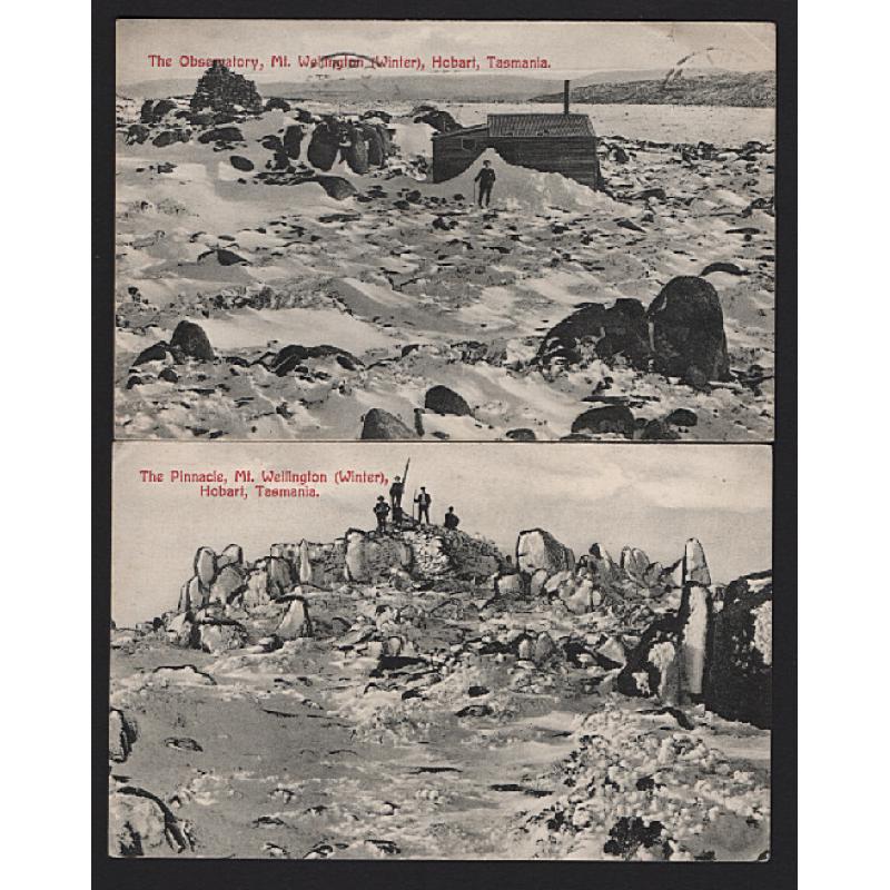 (WW15234) TASMANIA  · c.1910: b&w cards by Spurling & Son with MT WELLINGTON views THE PINNACLE (216) and THE OBSERVATORY (217) · the latter card has been postally used and both are in excellent condition (2)