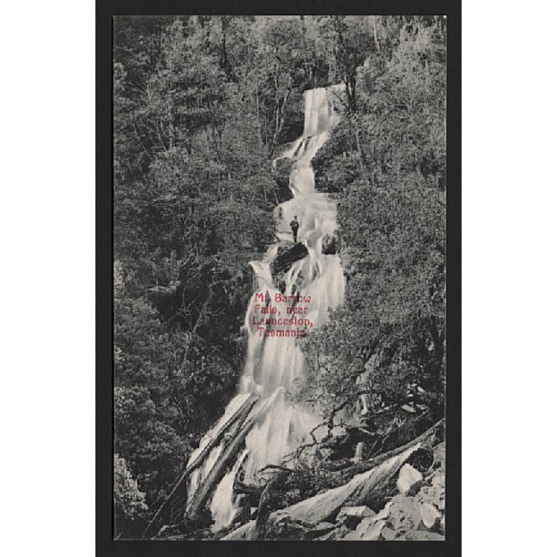 (WW15255) TASMANIA  · c.1908: unused card by Spurling & Son (unnumbered) w/view of MT BARROW FALLS NEAR LAUNCESTON in VF condition