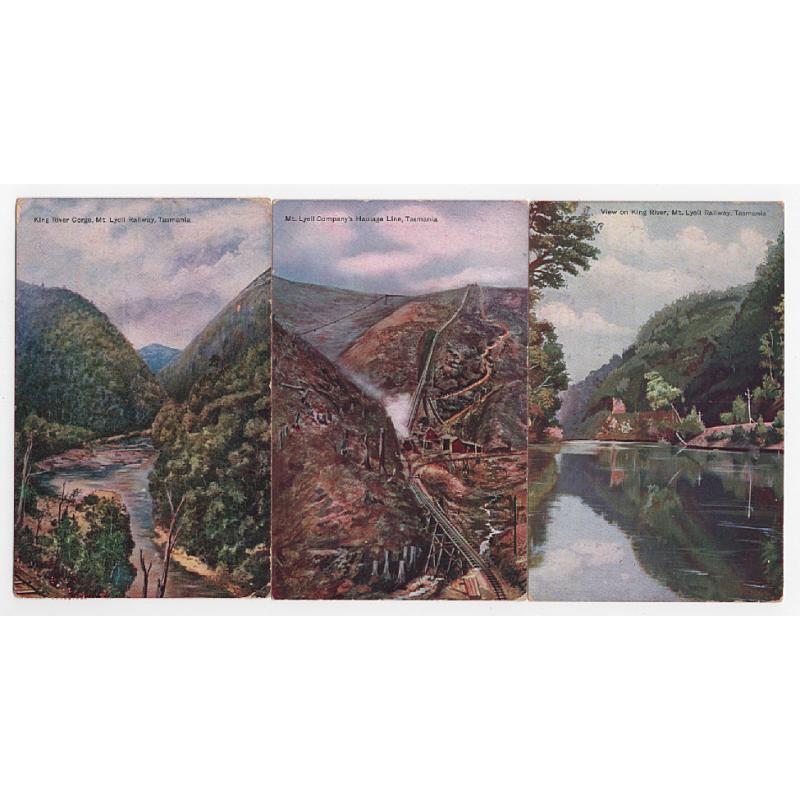 (WW15270L) TASMANIA · 1906: complete set of 12 cards published by the Mount Lyell Railway with local views · majority are unused · some light peripheral wear · overall condition is excellent (4 images)