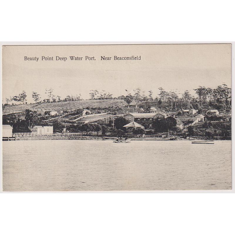 (WW1624) TASMANIA  · c.1914: unused card by an unidentified publisher w/view BEAUTY POINT   DEEP WATER PORT  NEAR BEACONSFIELD · excellent condition